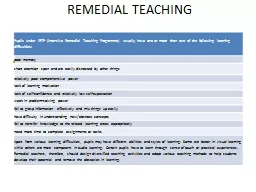 REMEDIAL TEACHING Pupils under IRTP (Intensive Remedial Teaching
