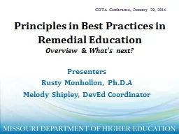 Principles in Best Practices in Remedial Education