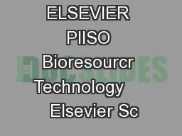 ELSEVIER PIISO Bioresourcr Technology      Elsevier Sc