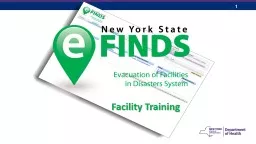 Facility Training eFINDS INTRODUCTION