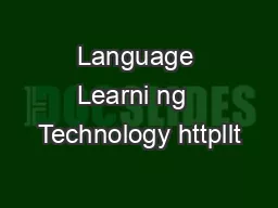 Language Learni ng  Technology httpllt