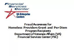 Fraud Awareness for  Homeless Providers Grant and Per Diem