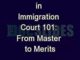 Procedures  in Immigration Court 101: From Master to Merits