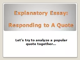 PPT-Explanatory Essay: Responding to A Quote