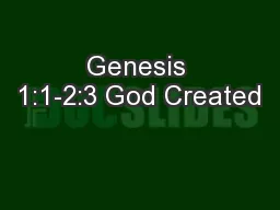 Genesis 1:1-2:3 God Created