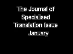 The Journal of Specialised Translation Issue   January