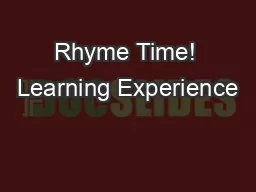Rhyme Time! Learning Experience