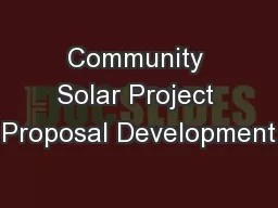 Community Solar Project Proposal Development