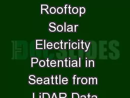 Estimating Rooftop Solar Electricity Potential in Seattle from LiDAR Data