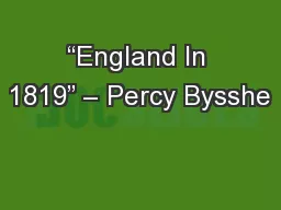 “England In 1819” – Percy Bysshe