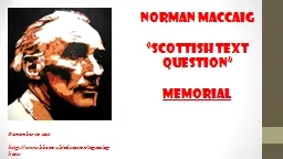 Norman MacCaig “Scottish Text Question”