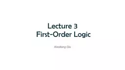 Lecture 3  First-Order Logic