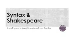 Syntax & Shakespeare