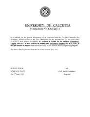 UNIVERSITY OF CALCUTTA Notification No