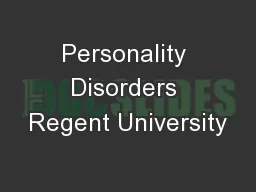 Personality Disorders Regent University