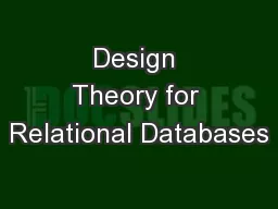 Design Theory for Relational Databases