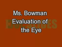 Ms. Bowman Evaluation of the Eye