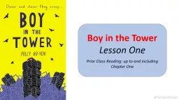 Boy in the Tower Lesson One