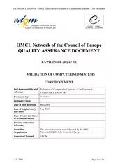 OMCL Network of the Council of Europe QUALITY ASSURANC