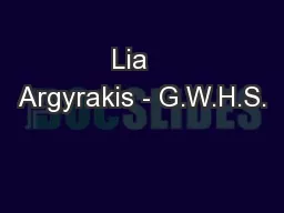 Lia   Argyrakis - G.W.H.S.
