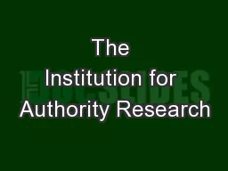 The Institution for Authority Research