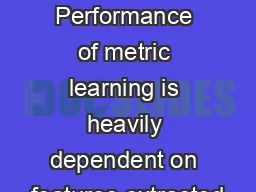 Introduction Performance of metric learning is heavily dependent on features extracted