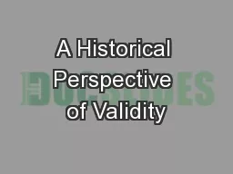 A Historical Perspective of Validity