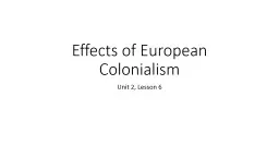 Effects of European Colonialism