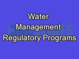 Water Management Regulatory Programs