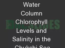 Sediment and Water Column Chlorophyll Levels and Salinity in the Chukchi Sea