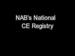 NAB’s National  CE Registry