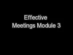 Effective Meetings Module 3