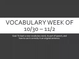 Vocabulary Week of 10/30 – 11/2