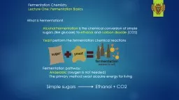 Fermentation Chemistry Lecture One: Fermentation Basics