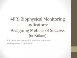 4FRI Biophysical Monitoring Indicators: