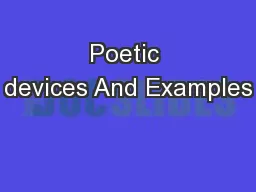 Poetic devices And Examples