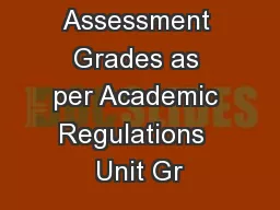 Assessment Grades as per Academic Regulations  Unit Gr