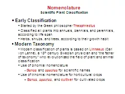 Nomenclature Scientific Plant Classification