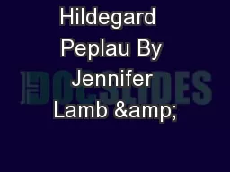 Hildegard  Peplau By Jennifer Lamb &
