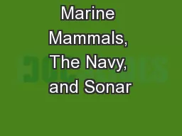 Marine Mammals, The Navy, and Sonar
