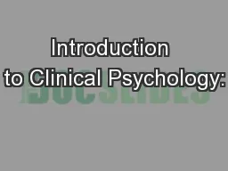 Introduction to Clinical Psychology: