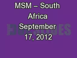 MSM – South Africa September 17, 2012