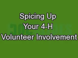 Spicing Up Your 4-H Volunteer Involvement