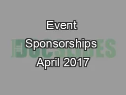 Event Sponsorships April 2017