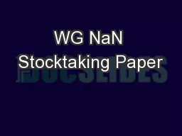 WG NaN Stocktaking Paper