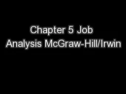 Chapter 5 Job Analysis McGraw-Hill/Irwin