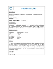 Tolyltriazole TTA SYNONYMS Methyl H benzotriazole  Met