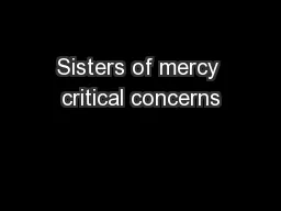 Sisters of mercy critical concerns