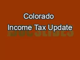 Colorado Income Tax Update