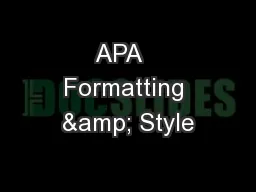 APA   Formatting & Style